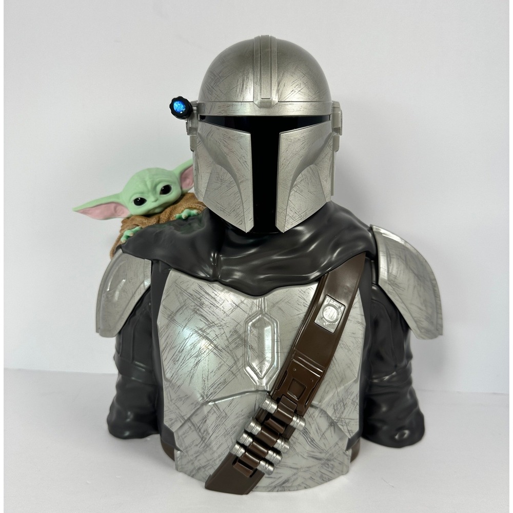 Regal Star Wars The Mandalorian Grogu Popcorn Bucket New Silver Light Up Bust